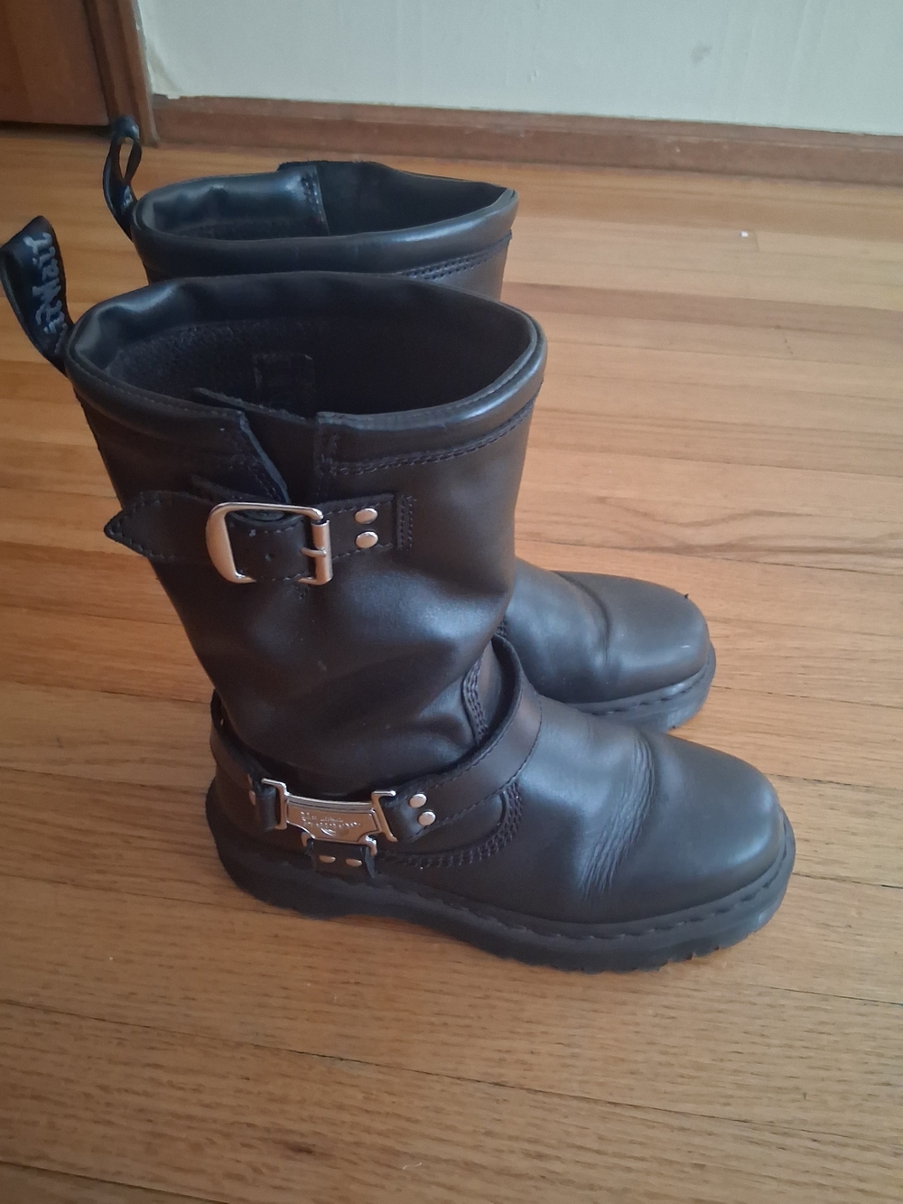 Dr. Martend Black Leather Harness Boots